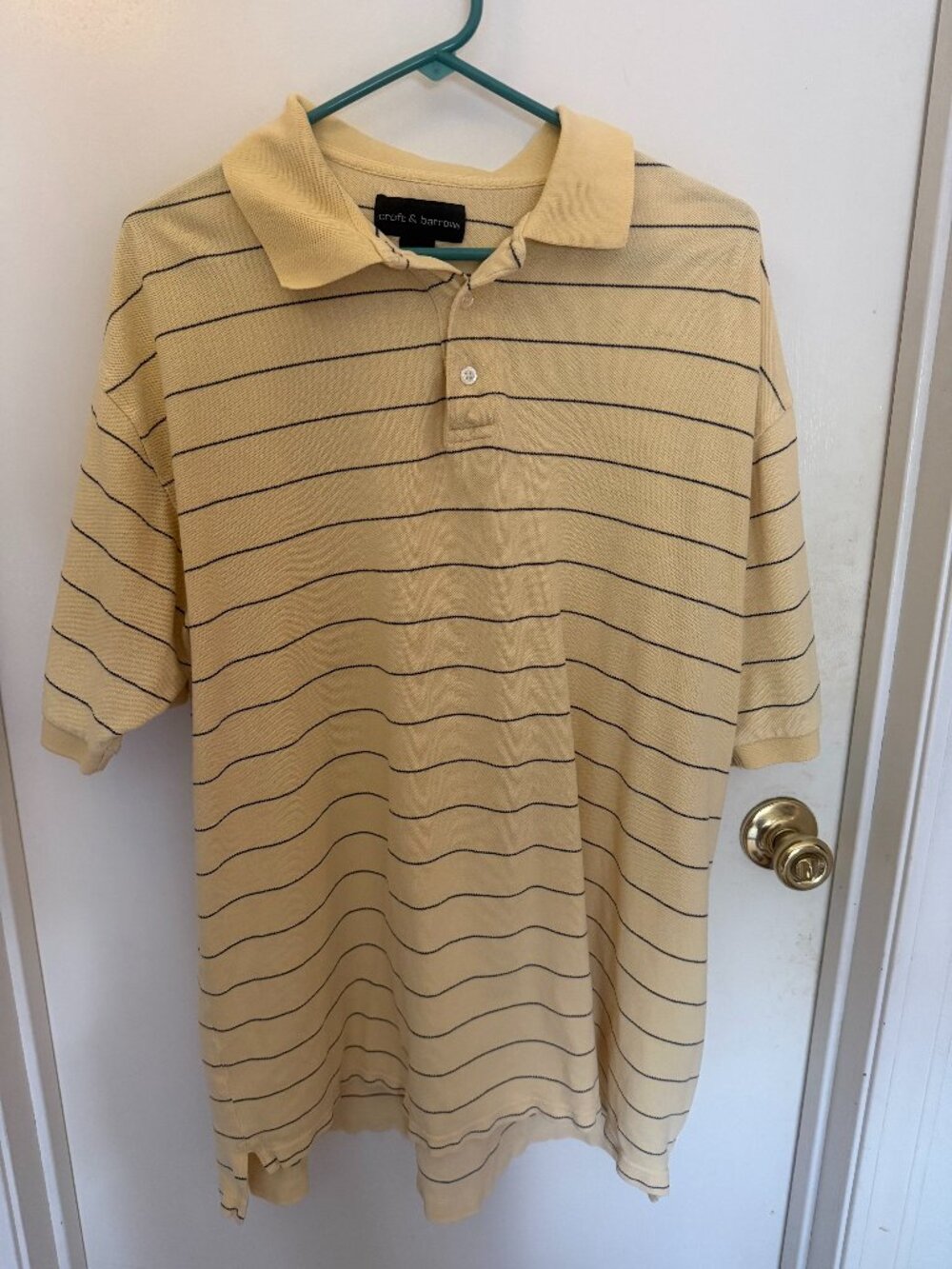 Croft & Barrow Yellow Striped Polo Shirt M XLT